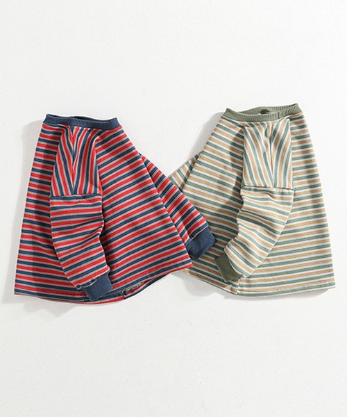 aimoha(アイモハ)の「【aimoha-KIDS-】【新作】韓国子供服 配色ボーダー柄ロングTEE(Tシャツ/カットソー・キッズ・レッド/グリーン・110/140/120/90/100/130)」の15枚目の写真