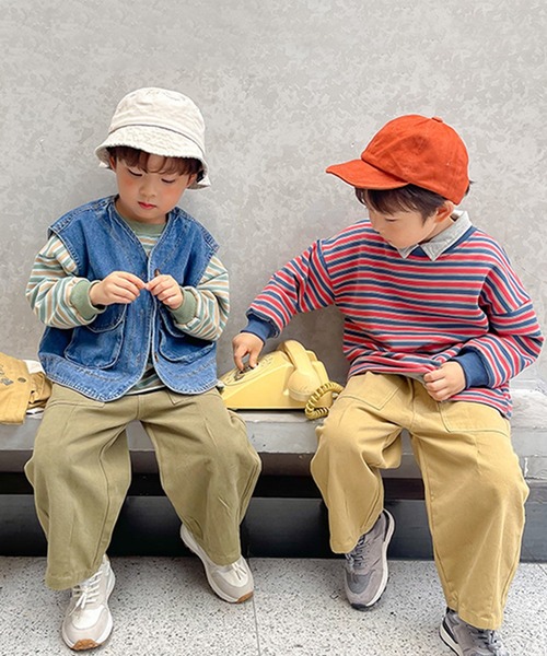 aimoha(アイモハ)の「【aimoha-KIDS-】【新作】韓国子供服 配色ボーダー柄ロングTEE(Tシャツ/カットソー・キッズ・レッド/グリーン・110/140/120/90/100/130)」の9枚目の写真