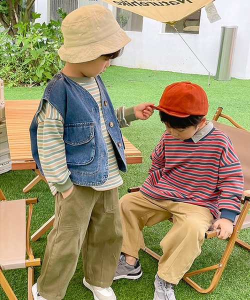 aimoha(アイモハ)の「【aimoha-KIDS-】【新作】韓国子供服 配色ボーダー柄ロングTEE(Tシャツ/カットソー・キッズ・レッド/グリーン・110/140/120/90/100/130)」の17枚目の写真