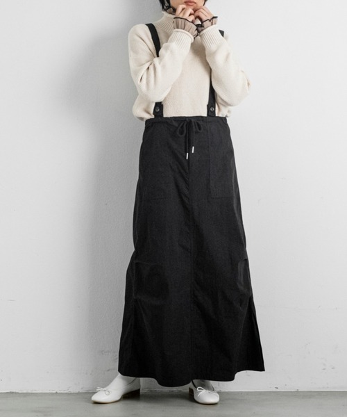 Libra Cue（リブラ キュー）の「ライトコットンジャンパースカート（ジャンパースカート・レディース・ブラック/カーキ/レッド・FREE）」の2枚目の写真