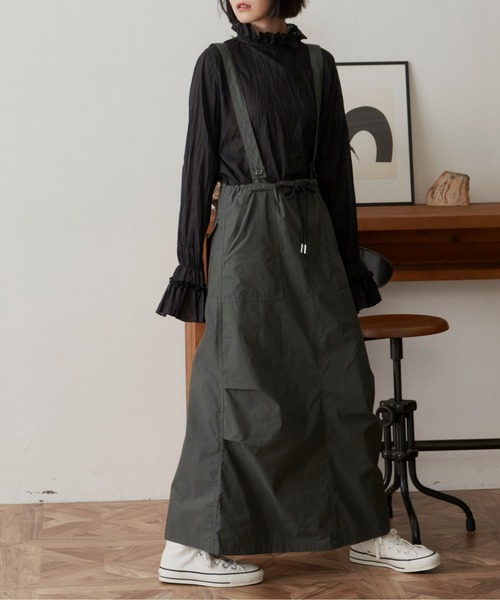 Libra Cue（リブラ キュー）の「ライトコットンジャンパースカート（ジャンパースカート・レディース・ブラック/カーキ/レッド・FREE）」の9枚目の写真