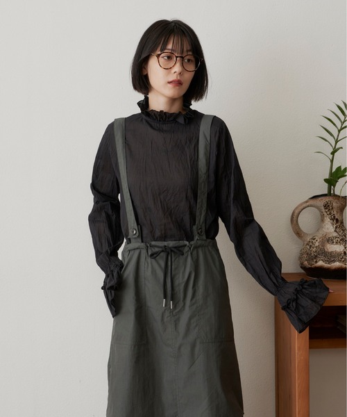 Libra Cue（リブラ キュー）の「ライトコットンジャンパースカート（ジャンパースカート・レディース・ブラック/カーキ/レッド・FREE）」の5枚目の写真