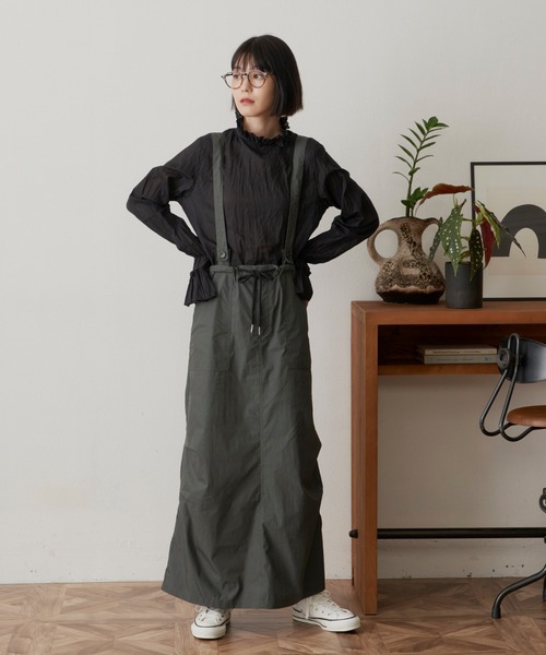 Libra Cue（リブラ キュー）の「ライトコットンジャンパースカート（ジャンパースカート・レディース・ブラック/カーキ/レッド・FREE）」の7枚目の写真