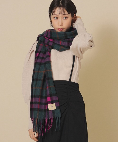 Ray BEAMS（レイビームス）の「Ray BEAMS / MOON チェック ストール（ストール/ショール・レディース・パープル/ナチュラル/ブラウン系その他3・ONE SIZE）」の3枚目の写真