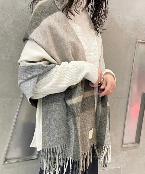 Ray BEAMS（レイビームス）の「Ray BEAMS / MOON チェック ストール（ストール/ショール・レディース・パープル/ナチュラル/ブラウン系その他3・ONE SIZE）」の17枚目の写真