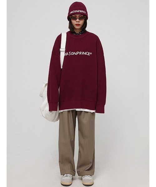 MASONPRINCE（メイソンプリンス）の「【MASONPRINCE】5 color oversized front brand logo knit MY2030（ニット/セーター・メンズ・レッド/ブラウン/グレー/ブラック/グリーン・L/S/M）」の14枚目の写真