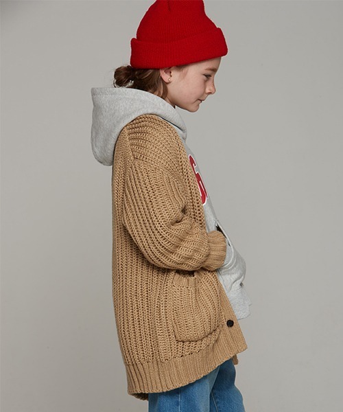 Smoothy（スムージー）の「Smoothy Knit cardigan / スムージー ニットカーディガン（カーディガン/ボレロ・キッズ・ブラック/ベージュ・M/XL/S/L）」の4枚目の写真