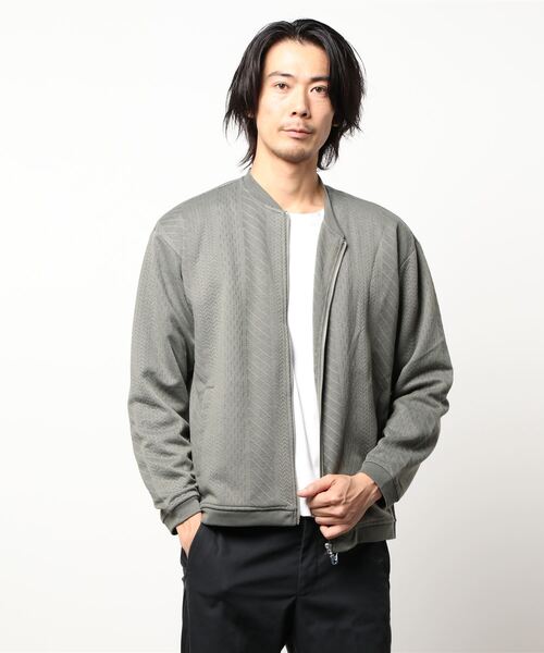 STYLEBLOCK（スタイルブロック）の「フクレジャガードリブブルゾン（ブルゾン・メンズ・グレー/チャコール/ブラック/ブルー/グレイッシュベージュ/オリーブ・M/L）」の5枚目の写真