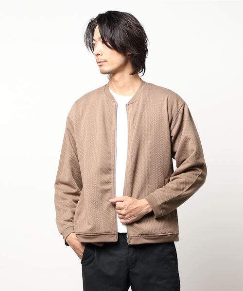 STYLEBLOCK（スタイルブロック）の「フクレジャガードリブブルゾン（ブルゾン・メンズ・グレー/チャコール/ブラック/ブルー/グレイッシュベージュ/オリーブ・M/L）」の4枚目の写真