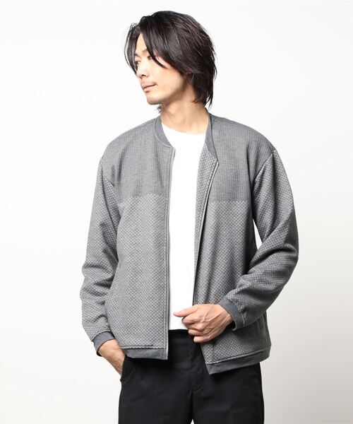 STYLEBLOCK（スタイルブロック）の「フクレジャガードリブブルゾン（ブルゾン・メンズ・グレー/チャコール/ブラック/ブルー/グレイッシュベージュ/オリーブ・M/L）」の3枚目の写真