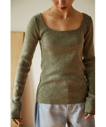 BLACK BY MOUSSY（ブラックバイマウジー）の「melange square neck tops(メランジスクエアネックニットトップス)（ニット/セーター）」