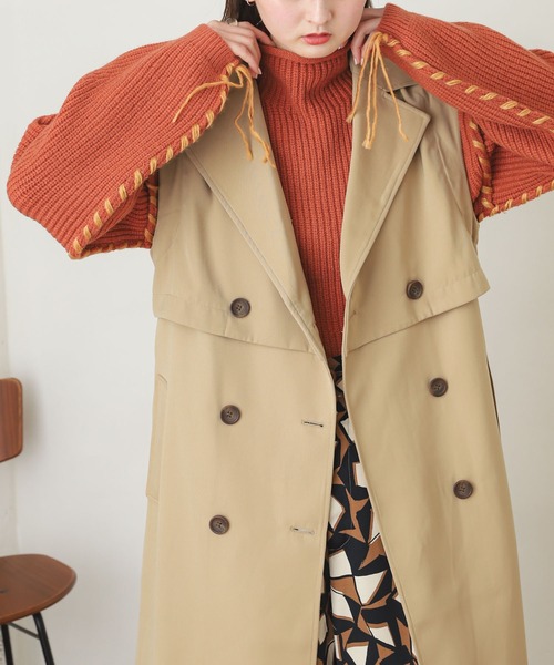 SENSE OF PLACE by URBAN RESEARCH（センスオブプレイスバイアーバンリサーチ）の「ハンドステッチショートセーター（ニット/セーター・レディース・アイボリー/ピンクベージュ/ブラック/カーキ・ONE）」の4枚目の写真