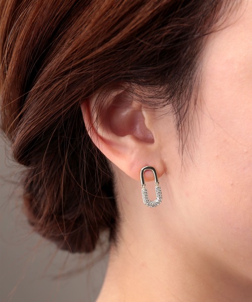 Manon's Selection（マノンズセレクション）の「ハーフストーンリングキャッチピアス（ピアス（両耳用）・レディース・シルバー/ゴールド・ONE SIZE）」の2枚目の写真