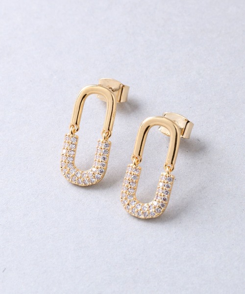 Manon's Selection（マノンズセレクション）の「ハーフストーンリングキャッチピアス（ピアス（両耳用）・レディース・シルバー/ゴールド・ONE SIZE）」の5枚目の写真
