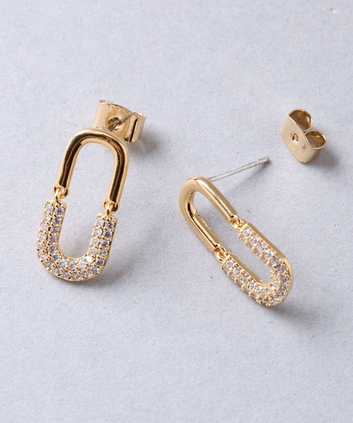 Manon's Selection（マノンズセレクション）の「ハーフストーンリングキャッチピアス（ピアス（両耳用）・レディース・シルバー/ゴールド・ONE SIZE）」の4枚目の写真