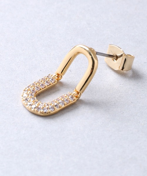 Manon's Selection（マノンズセレクション）の「ハーフストーンリングキャッチピアス（ピアス（両耳用）・レディース・シルバー/ゴールド・ONE SIZE）」の3枚目の写真