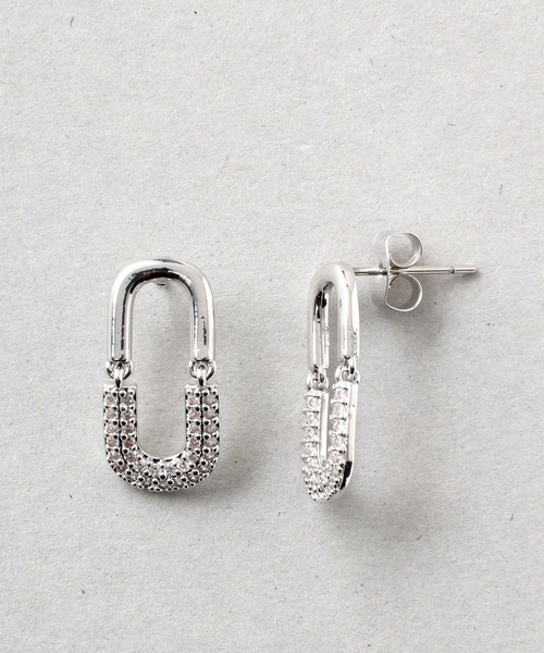 Manon's Selection（マノンズセレクション）の「ハーフストーンリングキャッチピアス（ピアス（両耳用）・レディース・シルバー/ゴールド・ONE SIZE）」の6枚目の写真