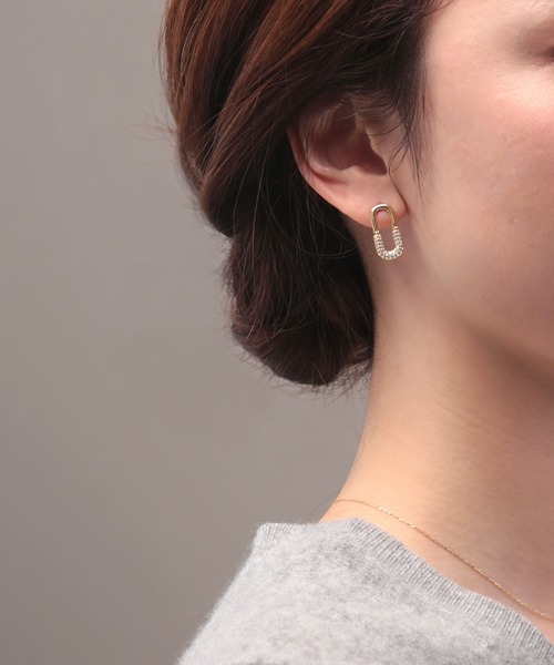 Manon's Selection（マノンズセレクション）の「ハーフストーンリングキャッチピアス（ピアス（両耳用）・レディース・シルバー/ゴールド・ONE SIZE）」の7枚目の写真