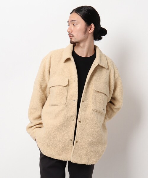 BASECONTROL(ベースコントロール)の「◆ボアフリース CPOシャツ風 カットソーブルゾン(ブルゾン・メンズ・ブラック/ベージュ/アイボリー・02/03/04)」の3枚目の写真