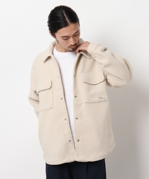 BASECONTROL(ベースコントロール)の「◆ボアフリース CPOシャツ風 カットソーブルゾン(ブルゾン・メンズ・ブラック/ベージュ/アイボリー・02/03/04)」の2枚目の写真