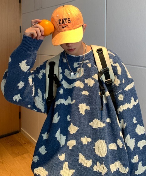 MGV(エムジーヴィー)の「クルーネックジャガード柄ルーズニット(ニット/セーター・メンズ・ホワイト/ブラック/ブルー/グレー/グリーン・LARGE/MEDIUM/X-LARGE)」の15枚目の写真