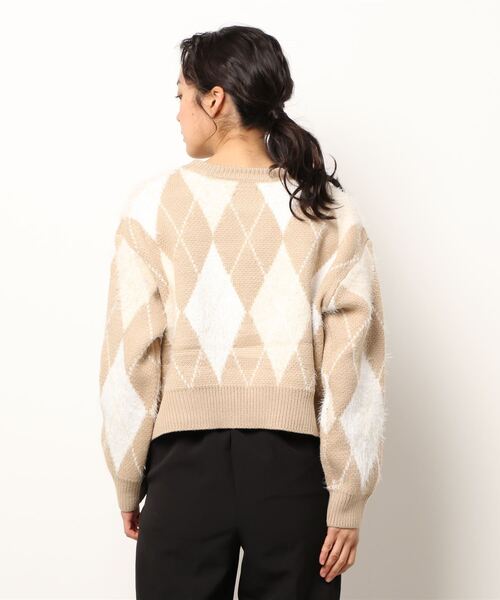flower（フラワー）の「ミックスアーガイルニット（ニット/セーター・レディース・ベージュ/ホワイト・FREE）」の7枚目の写真