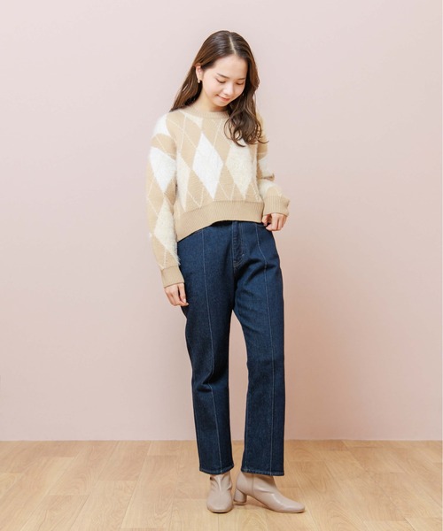 flower（フラワー）の「ミックスアーガイルニット（ニット/セーター・レディース・ベージュ/ホワイト・FREE）」の13枚目の写真