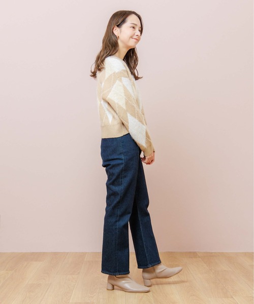 flower（フラワー）の「ミックスアーガイルニット（ニット/セーター・レディース・ベージュ/ホワイト・FREE）」の8枚目の写真