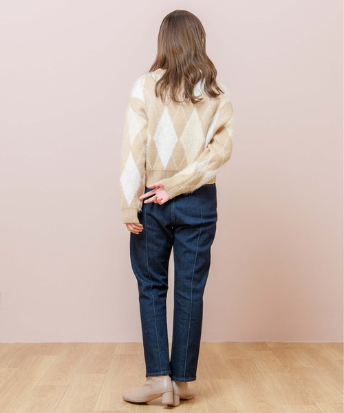 flower（フラワー）の「ミックスアーガイルニット（ニット/セーター・レディース・ベージュ/ホワイト・FREE）」の5枚目の写真