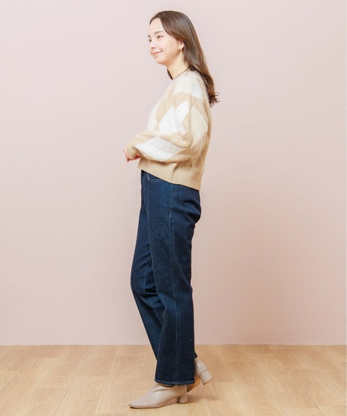 flower（フラワー）の「ミックスアーガイルニット（ニット/セーター・レディース・ベージュ/ホワイト・FREE）」の3枚目の写真