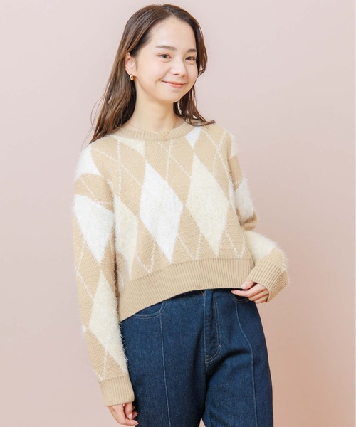 flower（フラワー）の「ミックスアーガイルニット（ニット/セーター・レディース・ベージュ/ホワイト・FREE）」の20枚目の写真