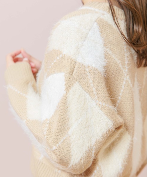 flower（フラワー）の「ミックスアーガイルニット（ニット/セーター・レディース・ベージュ/ホワイト・FREE）」の18枚目の写真