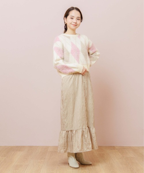 flower（フラワー）の「ミックスアーガイルニット（ニット/セーター・レディース・ベージュ/ホワイト・FREE）」の14枚目の写真