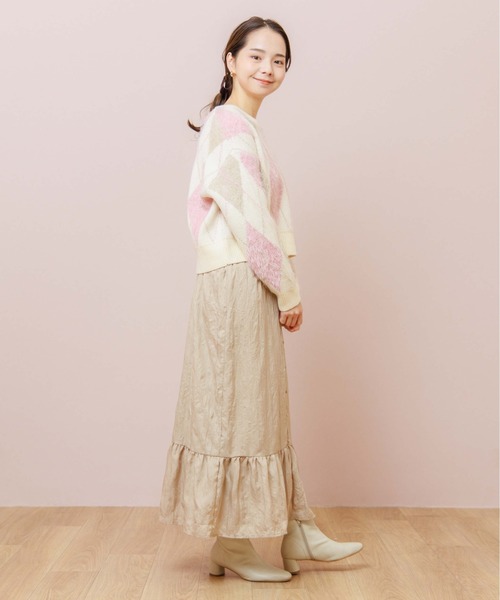 flower（フラワー）の「ミックスアーガイルニット（ニット/セーター・レディース・ベージュ/ホワイト・FREE）」の9枚目の写真