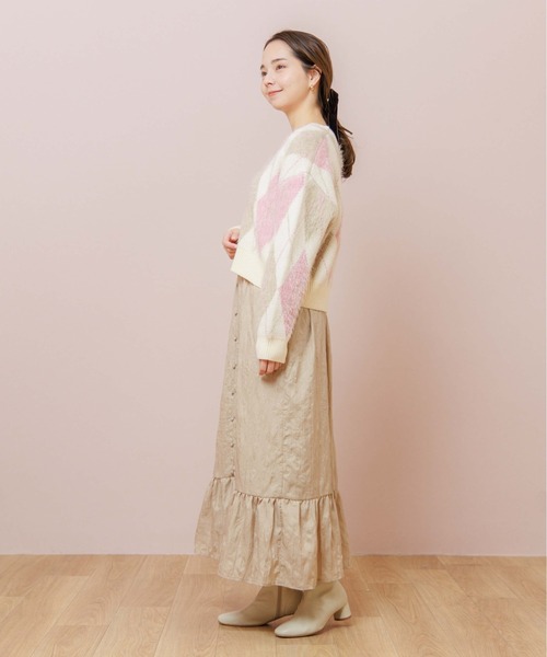 flower（フラワー）の「ミックスアーガイルニット（ニット/セーター・レディース・ベージュ/ホワイト・FREE）」の4枚目の写真