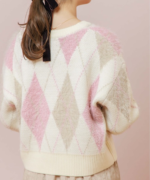 flower（フラワー）の「ミックスアーガイルニット（ニット/セーター・レディース・ベージュ/ホワイト・FREE）」の19枚目の写真