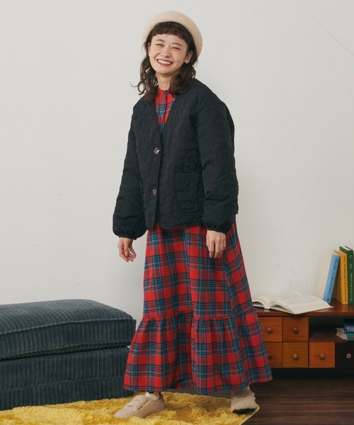 MERLOT（メルロー）の「チェックパフスリワンピース（ワンピース・レディース・レッド/グリーン・FREE）」の2枚目の写真