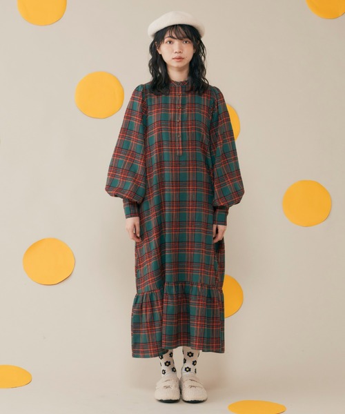MERLOT（メルロー）の「チェックパフスリワンピース（ワンピース・レディース・レッド/グリーン・FREE）」の11枚目の写真