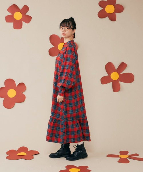 MERLOT（メルロー）の「チェックパフスリワンピース（ワンピース・レディース・レッド/グリーン・FREE）」の18枚目の写真