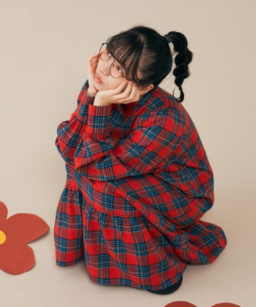 MERLOT（メルロー）の「チェックパフスリワンピース（ワンピース・レディース・レッド/グリーン・FREE）」の21枚目の写真