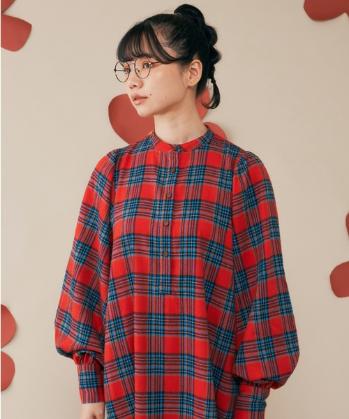 MERLOT（メルロー）の「チェックパフスリワンピース（ワンピース・レディース・レッド/グリーン・FREE）」の7枚目の写真