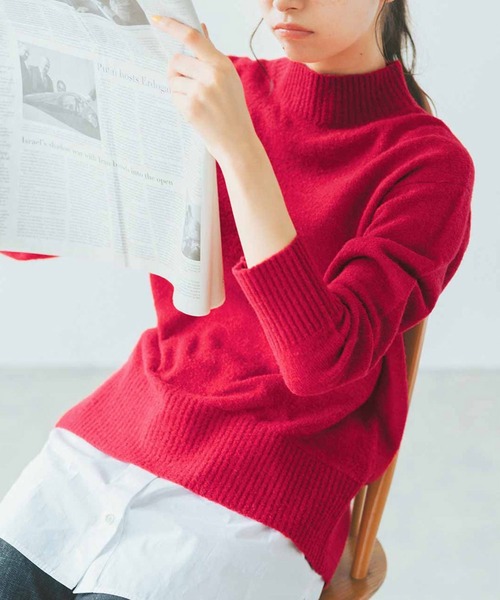 Live in comfort（リブインコンフォート）の「リブ　イン　コンフォート　ほどゆるシルエットの大人のヤク混ウォッシャブルニットトップス（ニット/セーター・レディース・キャメル/ブラック/レッド・LARGE/MEDIUM/X-LARGE/XX-LARGE/SMALL/XXX-LARGE）」の3枚目の写真