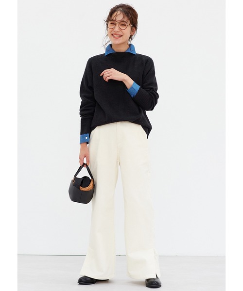 Live in comfort（リブインコンフォート）の「リブ　イン　コンフォート　ほどゆるシルエットの大人のヤク混ウォッシャブルニットトップス（ニット/セーター・レディース・キャメル/ブラック/レッド・LARGE/MEDIUM/X-LARGE/XX-LARGE/SMALL/XXX-LARGE）」の8枚目の写真