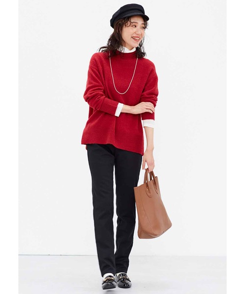 Live in comfort（リブインコンフォート）の「リブ　イン　コンフォート　ほどゆるシルエットの大人のヤク混ウォッシャブルニットトップス（ニット/セーター・レディース・キャメル/ブラック/レッド・LARGE/MEDIUM/X-LARGE/XX-LARGE/SMALL/XXX-LARGE）」の9枚目の写真