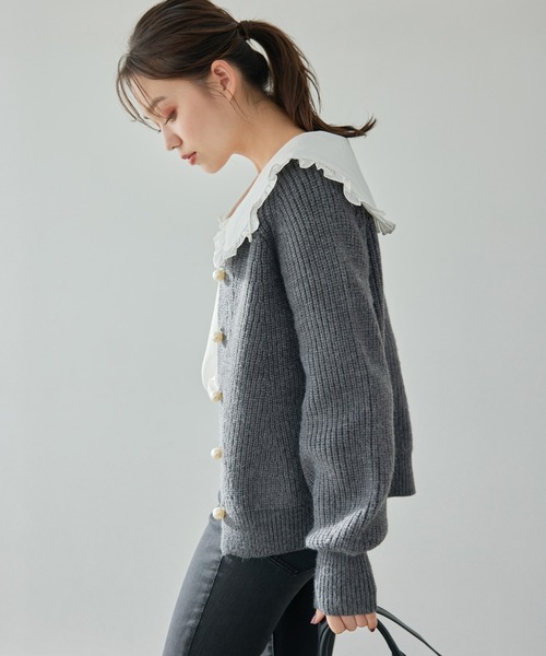 Edit Sheen（エディットシーン）の「パールボタンラグランカーディガン（カーディガン/ボレロ・レディース・ブラック/グレー/オフホワイト/ベージュ・MEDIUM）」の16枚目の写真