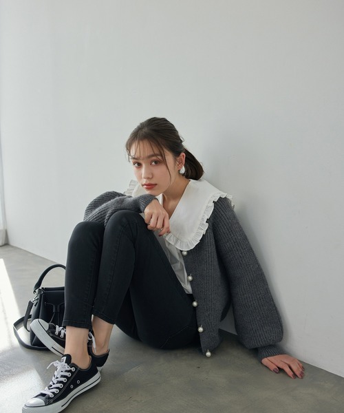 Edit Sheen（エディットシーン）の「パールボタンラグランカーディガン（カーディガン/ボレロ・レディース・ブラック/グレー/オフホワイト/ベージュ・MEDIUM）」の17枚目の写真