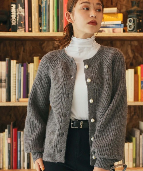 パールボタンラグランカーディガン（カーディガン/ボレロ）｜Edit