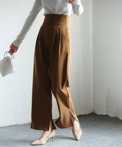 SAISON DE PAPILLON（セゾンドパピヨン）の「バックゴムハイウエストストレートパンツ（その他パンツ・レディース・ブルー/ブラウン/ブラック・S/M/L）」の4枚目の写真