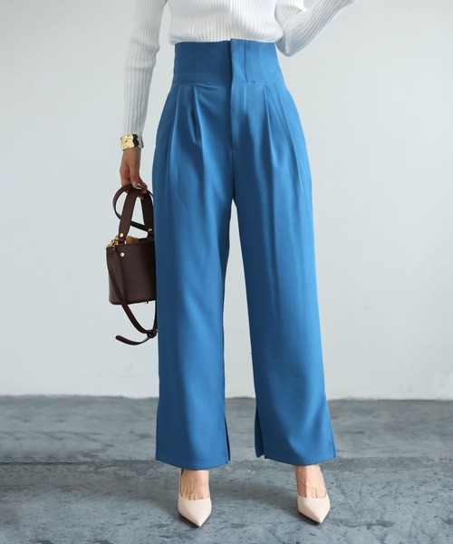 SAISON DE PAPILLON（セゾンドパピヨン）の「バックゴムハイウエストストレートパンツ（その他パンツ・レディース・ブルー/ブラウン/ブラック・S/M/L）」の12枚目の写真