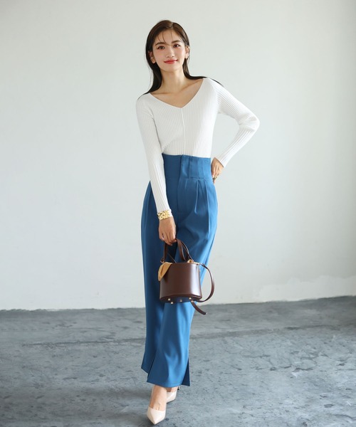 SAISON DE PAPILLON（セゾンドパピヨン）の「バックゴムハイウエストストレートパンツ（その他パンツ・レディース・ブルー/ブラウン/ブラック・S/M/L）」の19枚目の写真